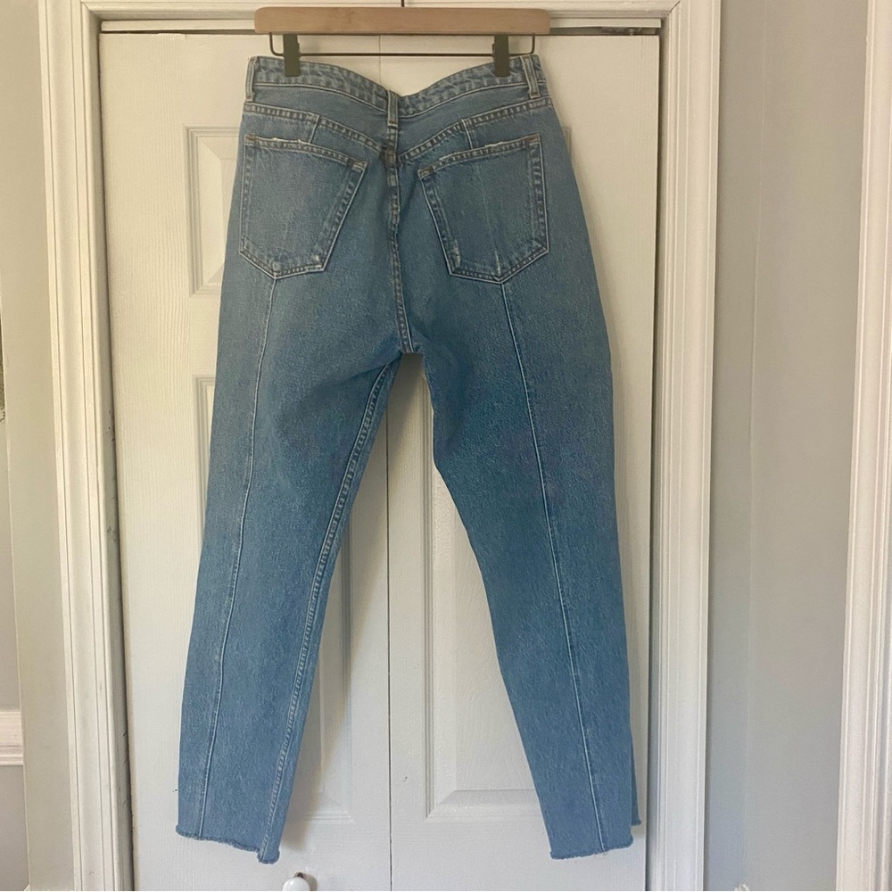 Reformation Jeans Women 29 Seamed‎ Straight Raw Hem Pintuck Medium Wash - Picture 8 of 8
